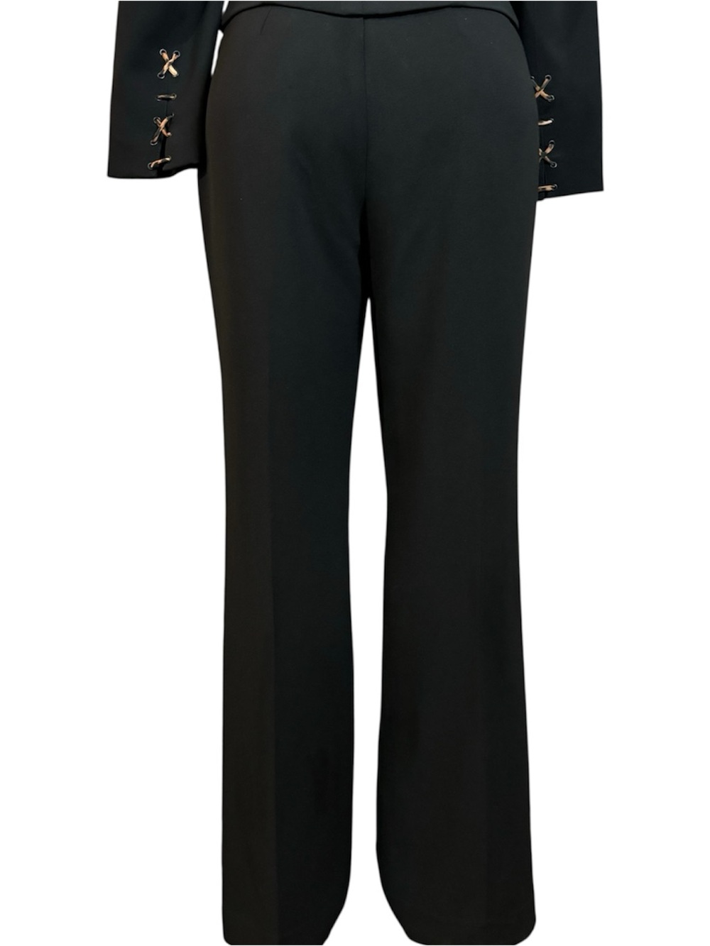 (SoLD ) Lace Up Blazer & Pant Suit Leopard Print BlK Dacron Sz 10 Y2K - Picture 6 of 16